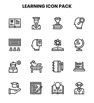 Learning Line SVG Icons Pack Illustrazione stock