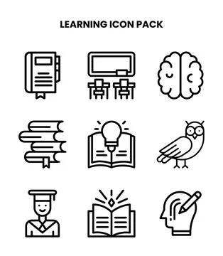 Learning Line Vector Icons Pack Stock Illustration