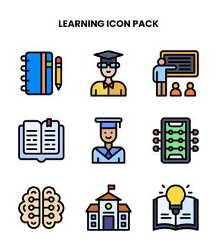 Learning Lineal Color Icons Pack Stock Illustration