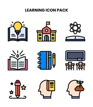 Learning Lineal Color Icons Pack Ilustração Stock