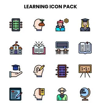 Learning Lineal Color Vector Icons Pack Stock Illustration