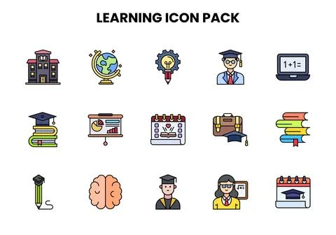 Learning Lineal Color Vector Icons Pack Stock Illustration