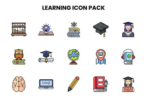 Learning Lineal Color Vector Icons Pack Stock Illustration
