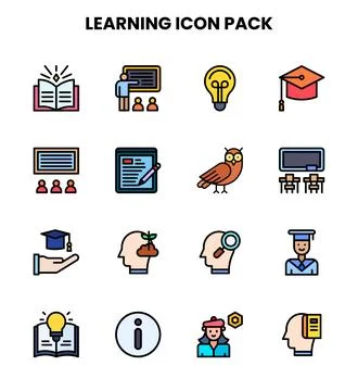 Learning Lineal Color Vector Icons Pack Ilustração Stock