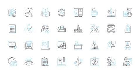 Learning linear icons set. Education, Knowledge, Skill, Training, Study, Lesson Illustrazione stock