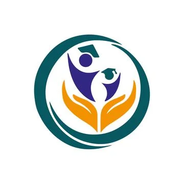 Learning logo design hand eduction logo round logo circle design Stock Illustration