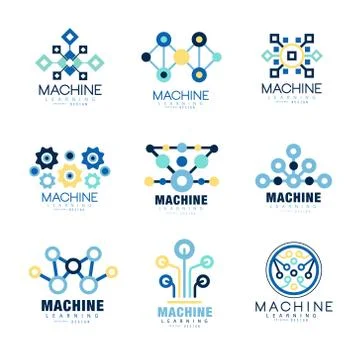 Learning machine label original design set of vector Illustrations Illustrazione stock