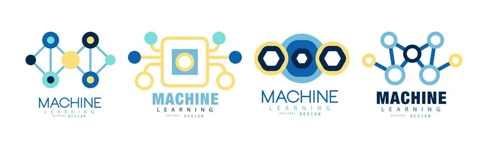 Learning Machine Logo and Label Original Design Vector Set イラスト素材