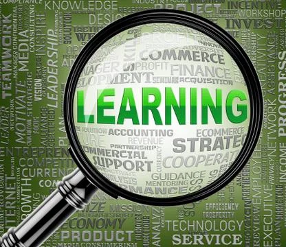 Learning Magnifier Represents Degree Education 3d Rendering Illustrazione stock