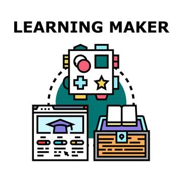Learning maker creating educational content and developing skills Stock Illustration