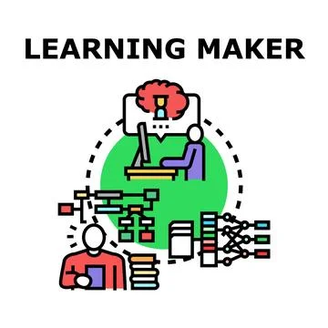 Learning maker developing artificial intelligence and data science Stock Illustration