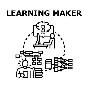 Learning maker developing artificial intelligence and data science Stock Illustration