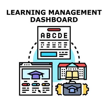 Learning management dashboard system for online education Stock Illustration