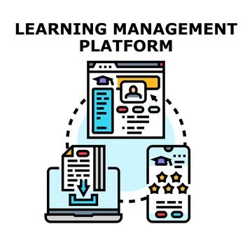 Learning management platform connecting digital education services Stock Illustration