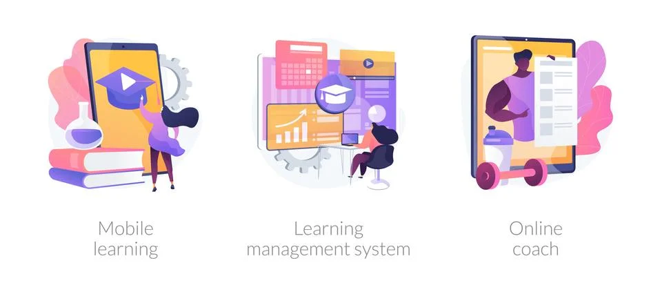 Learning management system abstract concept vector illustrations. Illustrazione stock