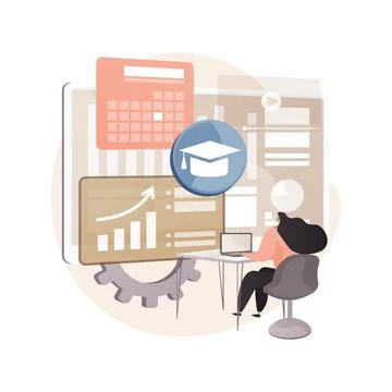 Learning management system abstract concept vector illustration. Illustrazione stock