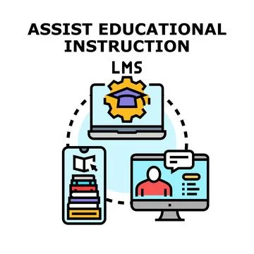 Learning management system assisting educational instruction concept Stock Illustration