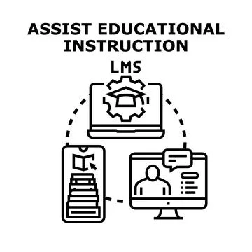 Learning management system assisting educational instruction concept Stock Illustration