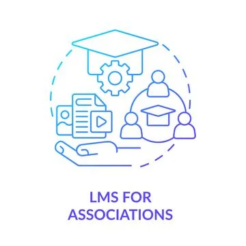 Learning management system for associations blue gradient concept icon Stock Illustration