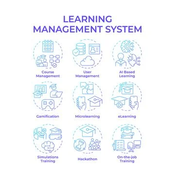 Learning management system blue gradient concept icons Stockillustratie