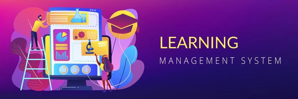 Learning management system concept banner header. Stock Illustration