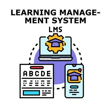 Learning management system concept with digital education tools Illustrazione stock