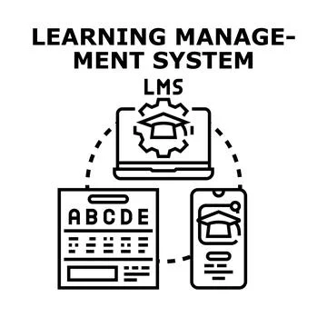 Learning management system concept with digital education tools 스톡 일러스트