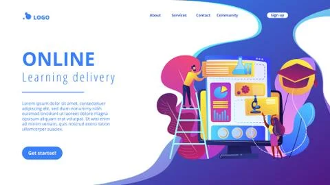 Learning management system concept landing page. Illustrazione stock