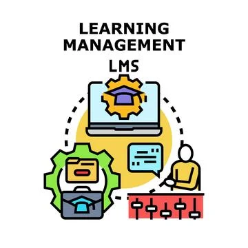 Learning management system concept managing educational content Stock Illustration