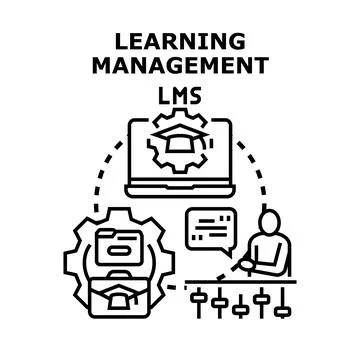 Learning management system concept managing educational content Stock Illustration