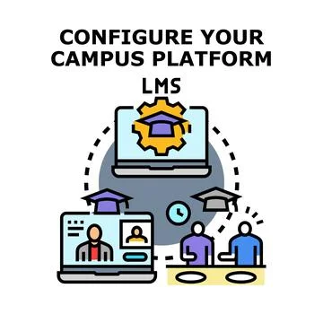 Learning management system configuring for online campus platform Stock Illustration
