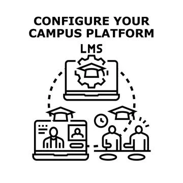 Learning management system configuring for online campus platform 스톡 일러스트