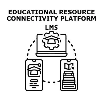 Learning management system connecting educational resources and students Stock Illustration