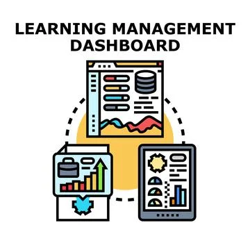 Learning management system dashboard analytics data accessing 스톡 일러스트