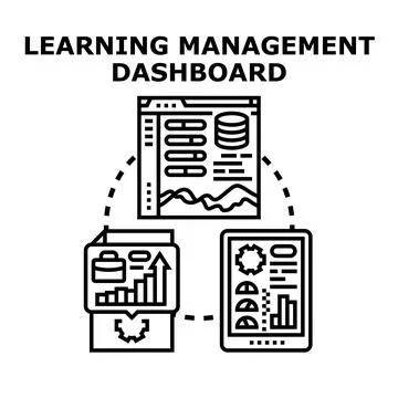 Learning management system dashboard analytics data accessing 스톡 일러스트