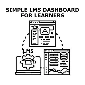 Learning management system dashboard for online education Stock Illustration