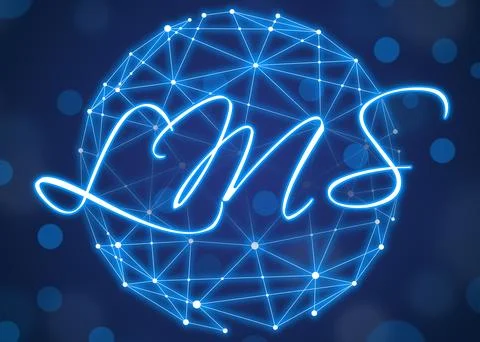 Learning Management System. Digital globe and abbreviation LMS on blue back.. Stock Photos