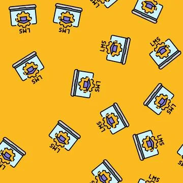 Learning management system education platform vector seamless pattern Stock Illustration