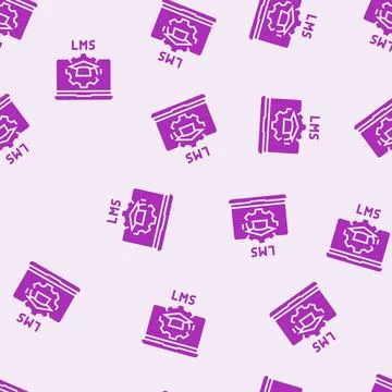Learning management system education platform glyph seamless pattern Stock Illustration