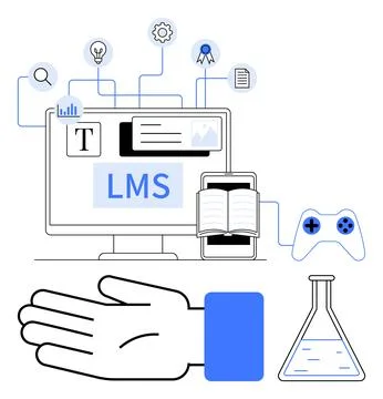 Learning Management System with Hands-On Interaction, Online Tools, and Gam.. Stock Illustration