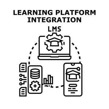 Learning management system integration process connecting components Stock Illustration