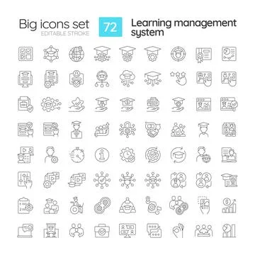 Learning management system linear icons set イラスト素材
