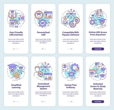 Learning management system onboarding mobile app screen Stock Illustration