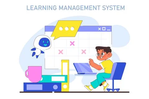 Learning management system or LMS. Modern online educational Stock Illustration