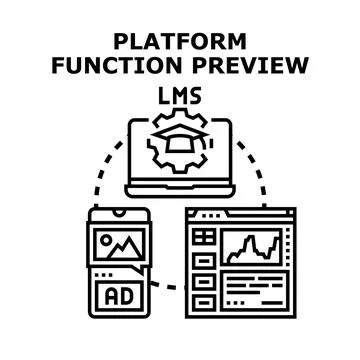Learning management system platform function preview concept Stock Illustration