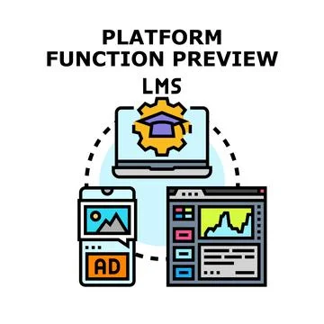 Learning management system platform function preview concept 库存插图