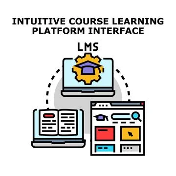 Learning management system platform interface digital education 스톡 일러스트