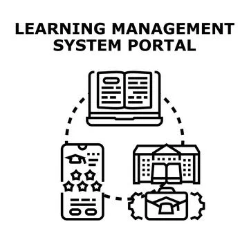 Learning management system portal enabling digital education online Stock Illustration