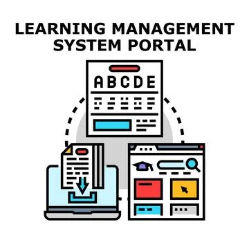 Learning management system portal for online education 库存插图