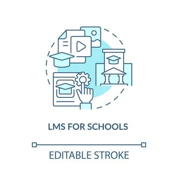 Learning management system for school blue concept icon Stock Illustration